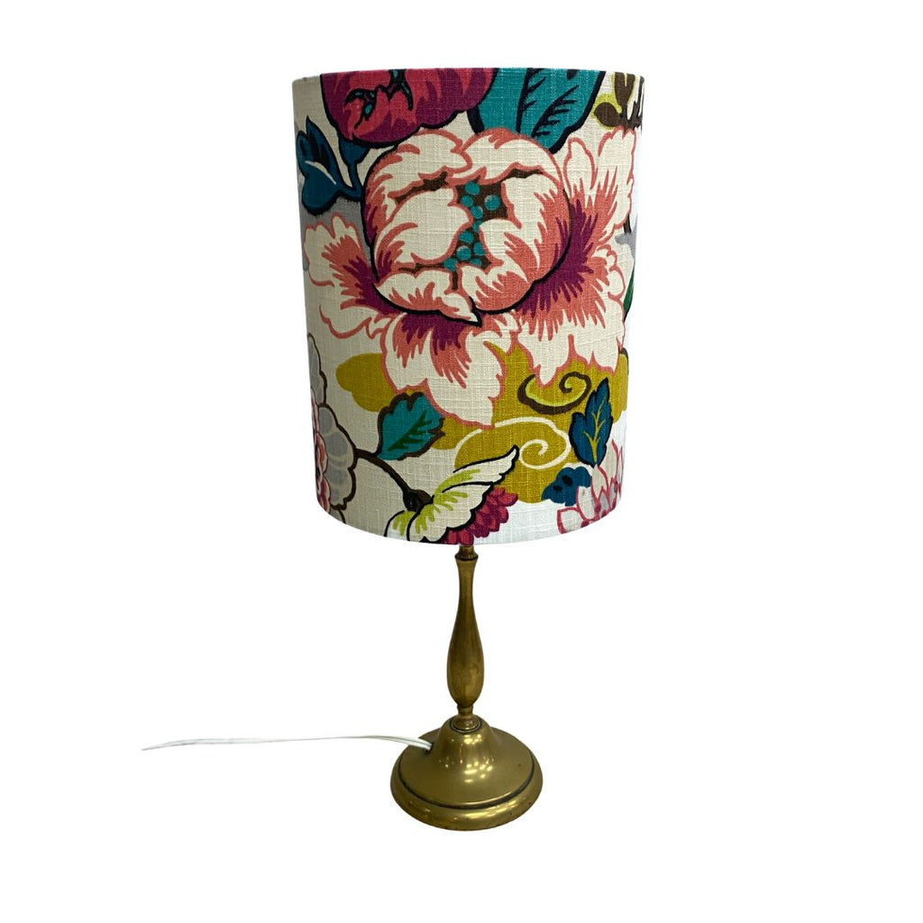 Early 20th Century Brass Table Lamp with Custom Shade
