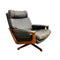 Mid Century Tessa T21 Black Leather Swivel Armchair