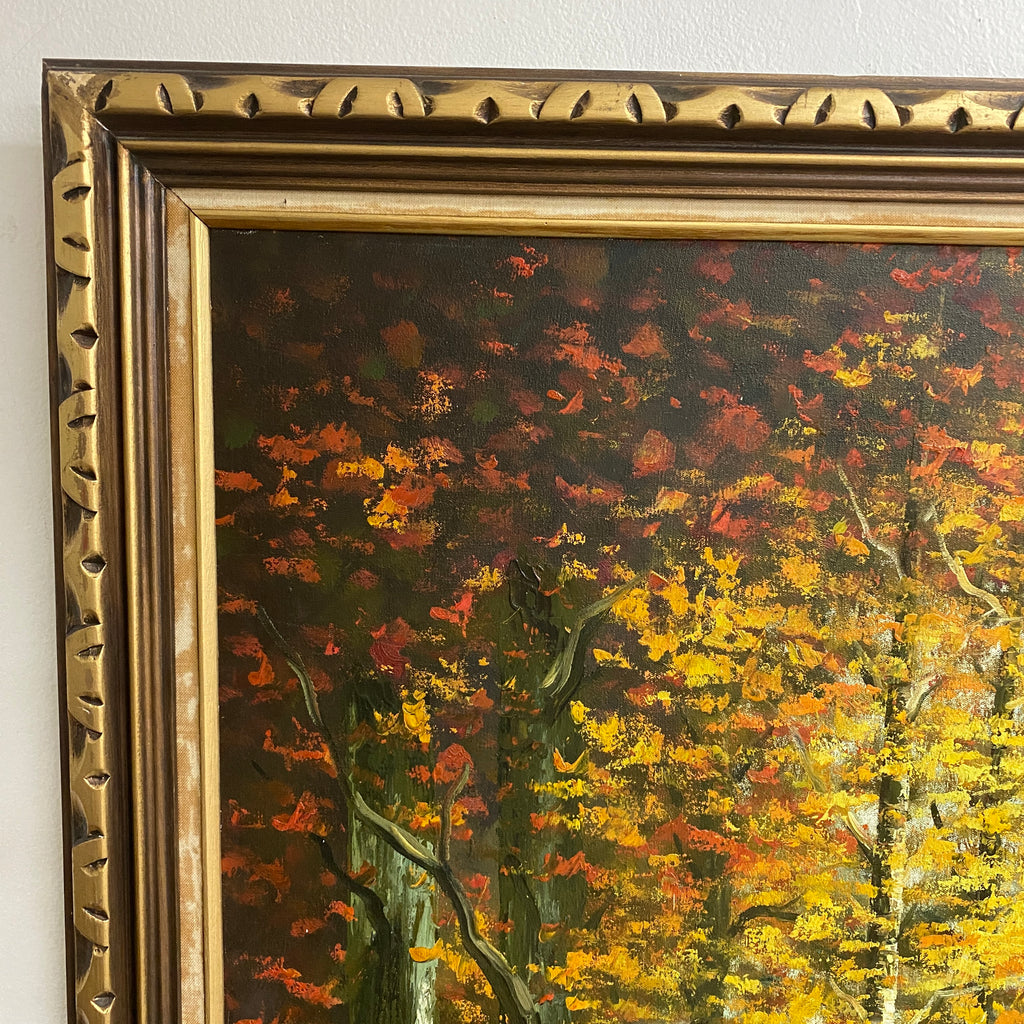 Very Large Mid Century Autumn Landscape Painting
