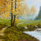 Very Large Mid Century Autumn Landscape Painting