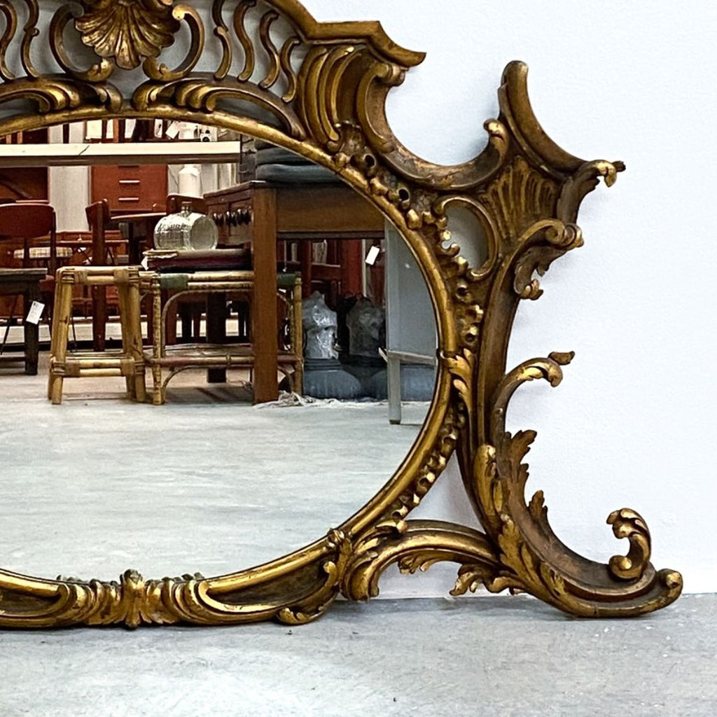 Vintage 20th Century Carved Wood And Gilt Mirror