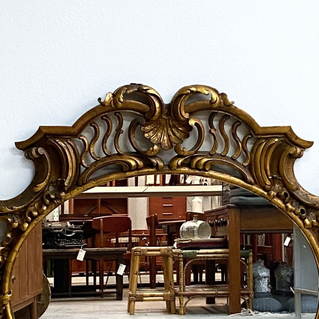 Vintage 20th Century Carved Wood And Gilt Mirror