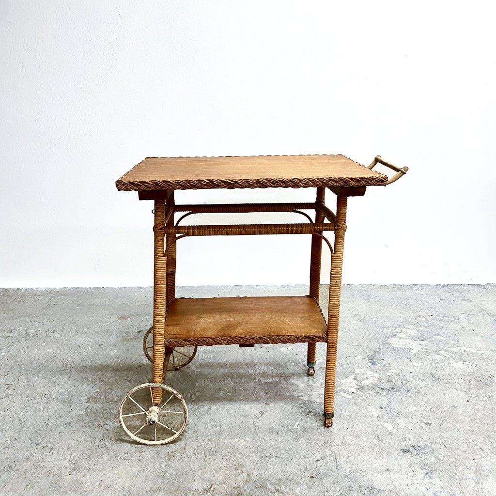 Vintage 40s 50s Cane Drinks Trolley