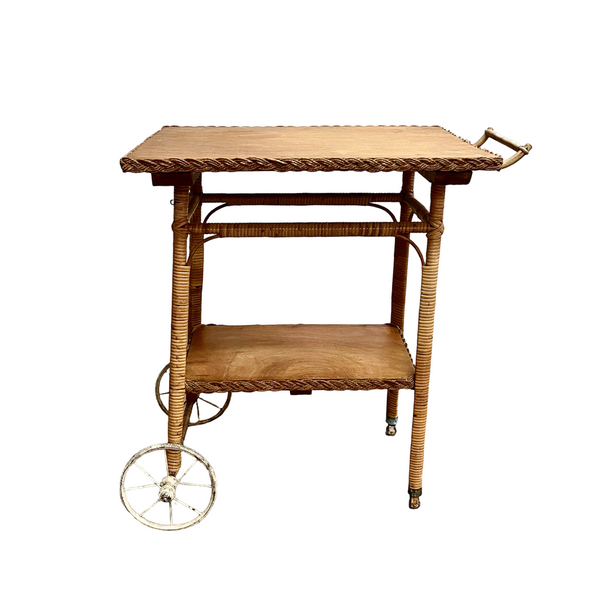 Vintage 40s 50s Cane Drinks Trolley