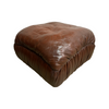 Vintage 70s Italian Leather Ottoman Footstool