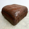 Vintage 70s Italian Leather Ottoman Footstool