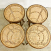 Set Of Four Vintage Bentwood Stools With Cane Rattan Seats