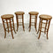 Set Of Four Vintage Bentwood Stools With Cane Rattan Seats