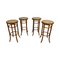 Set Of Four Vintage Bentwood Stools With Cane Rattan Seats