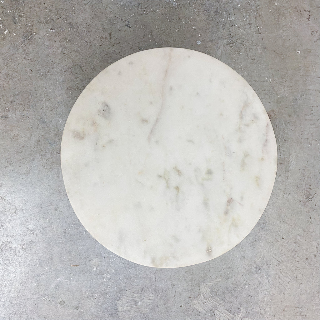 Vintage Brutalist Side Table With Marble Top