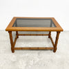 Mid Century Rectangular Teak Faux Bamboo Carved Side/ Lamp Table