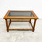 Mid Century Rectangular Teak Faux Bamboo Carved Side/ Lamp Table