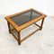 Mid Century Rectangular Teak Faux Bamboo Carved Side/ Lamp Table