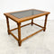 Mid Century Rectangular Teak Faux Bamboo Carved Side/ Lamp Table