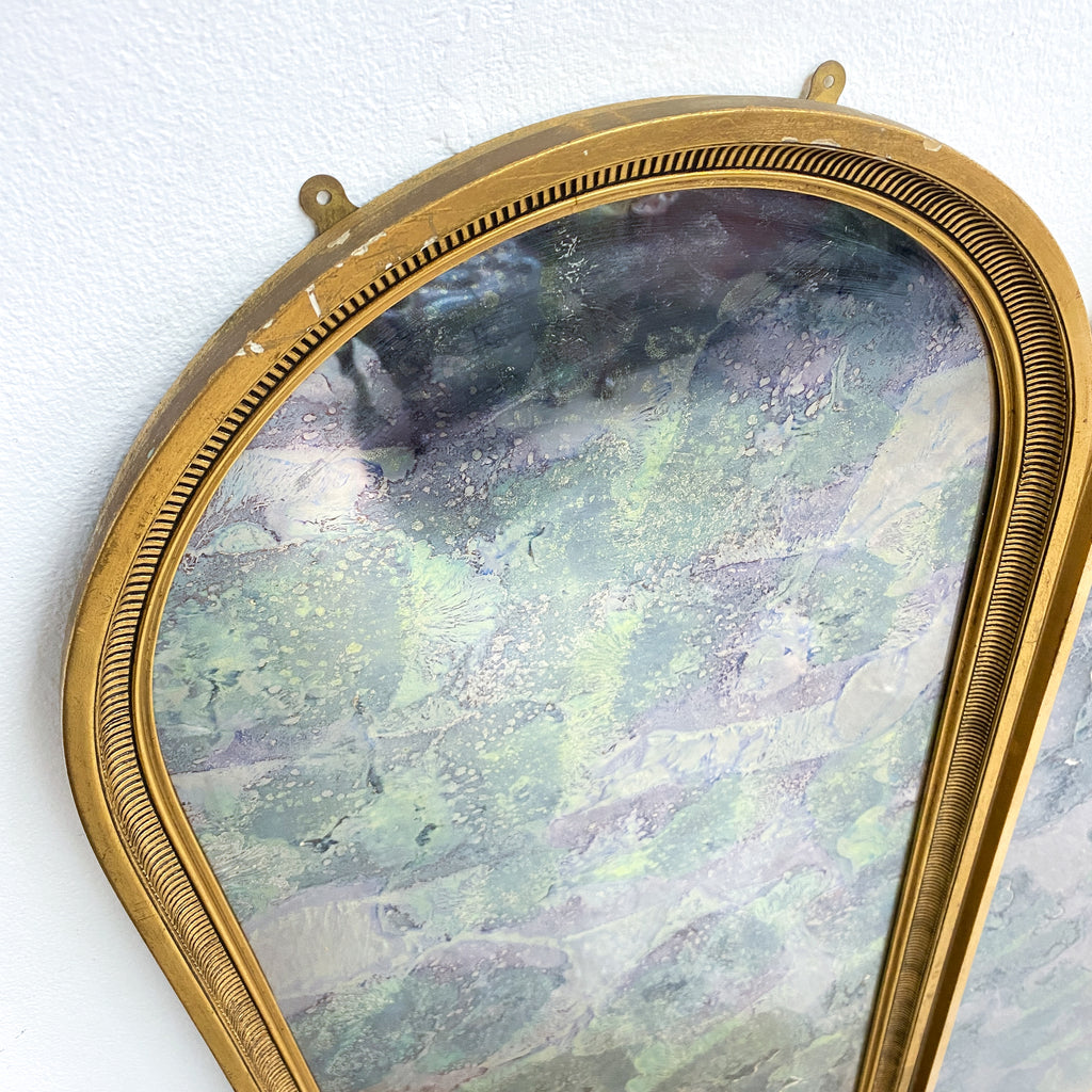 Vintage Gilt Framed Set of 3 Arched MottlePatch Pattern Backed Mirrors