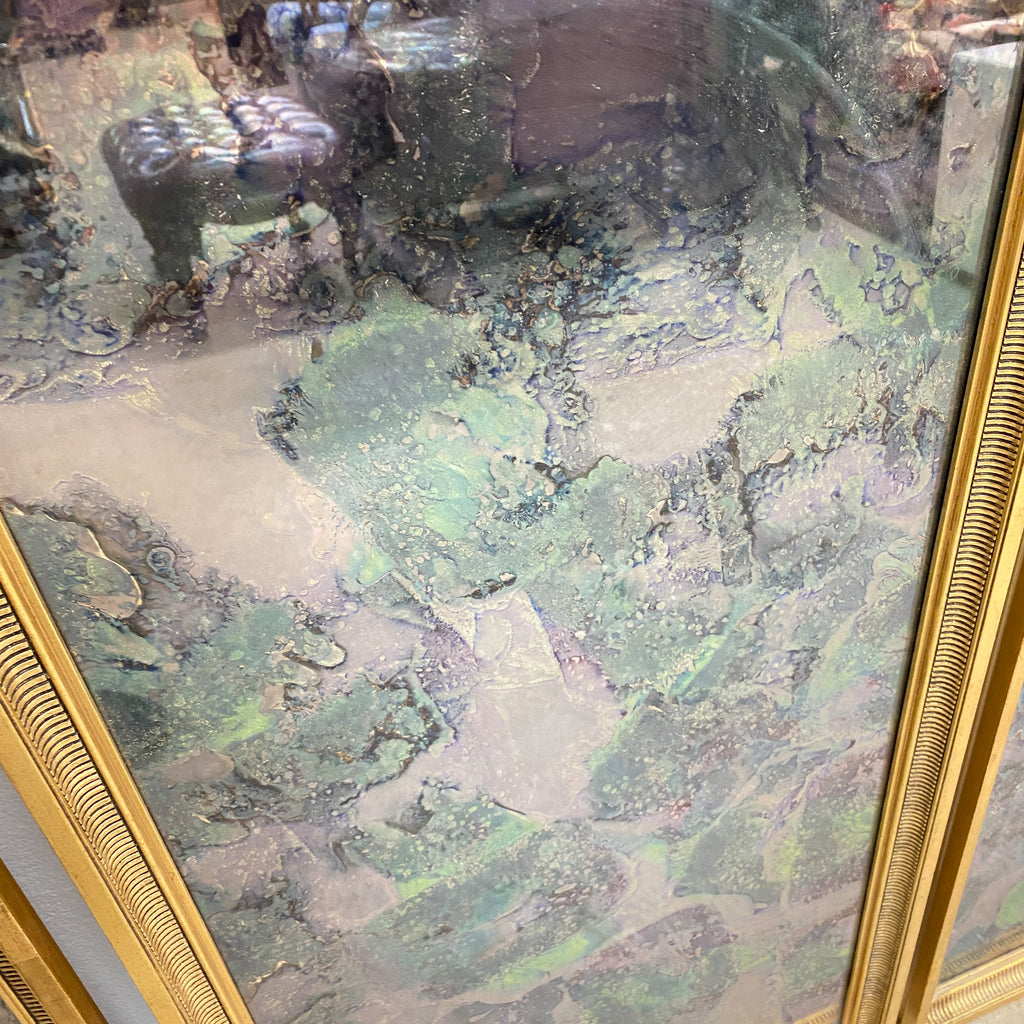 Vintage Gilt Framed Set of 3 Arched MottlePatch Pattern Backed Mirrors