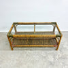 Vintage Glass Top Tiger Cane Coffee Table 1940-50s
