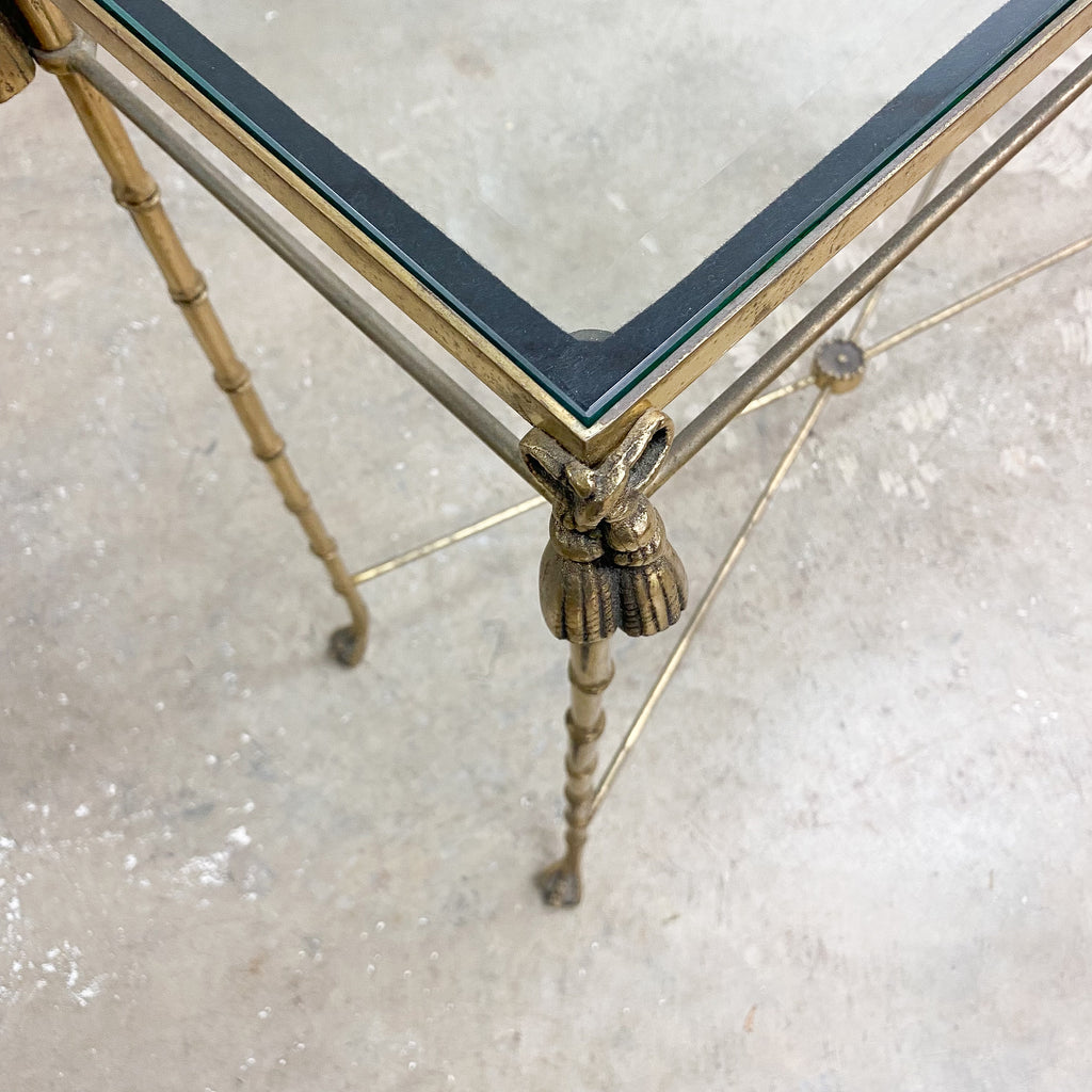 Vintage Hollywood Regency Brass And Glass Console