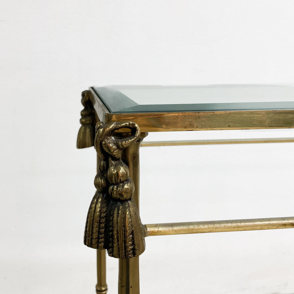 Vintage Hollywood Regency Brass And Glass Console