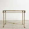 Vintage Hollywood Regency Brass And Glass Console