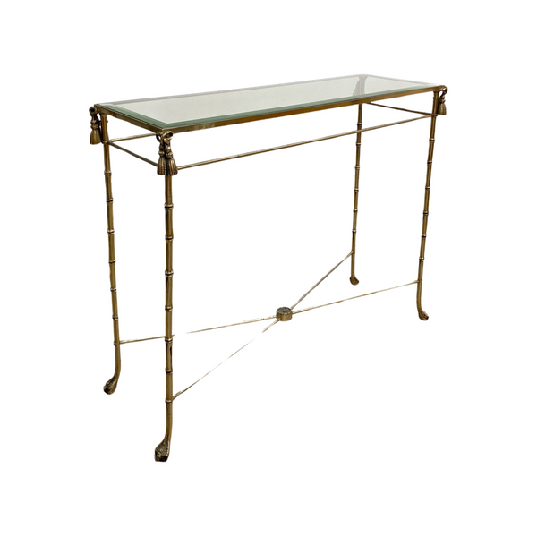 Vintage Hollywood Regency Brass And Glass Console