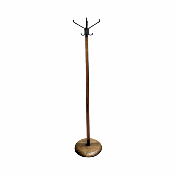 Vintage Industrial Solid Oak Hat Rack And Coat Stand