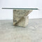 Vintage Italian Carrara Marble And Glass Side Table