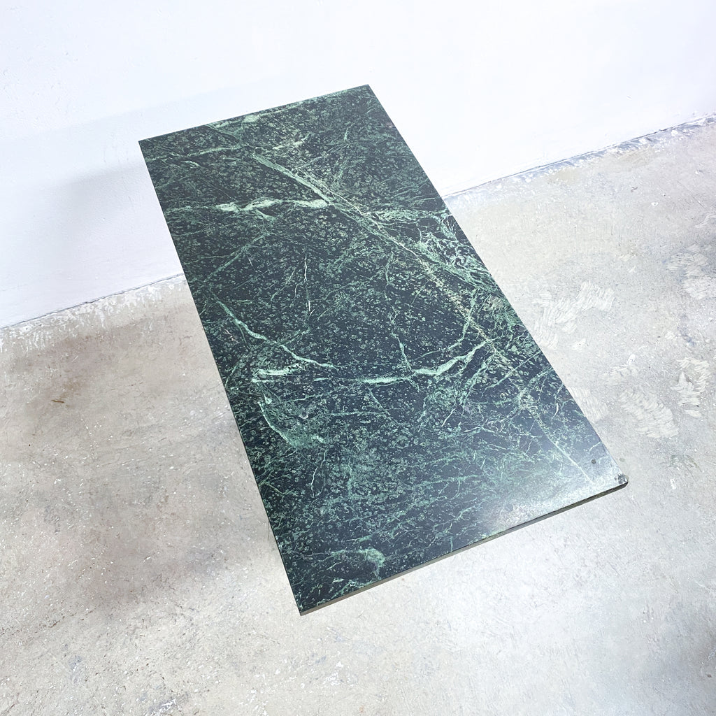 Vintage Italian Marble Console Table with Industrial Cast Iron Base