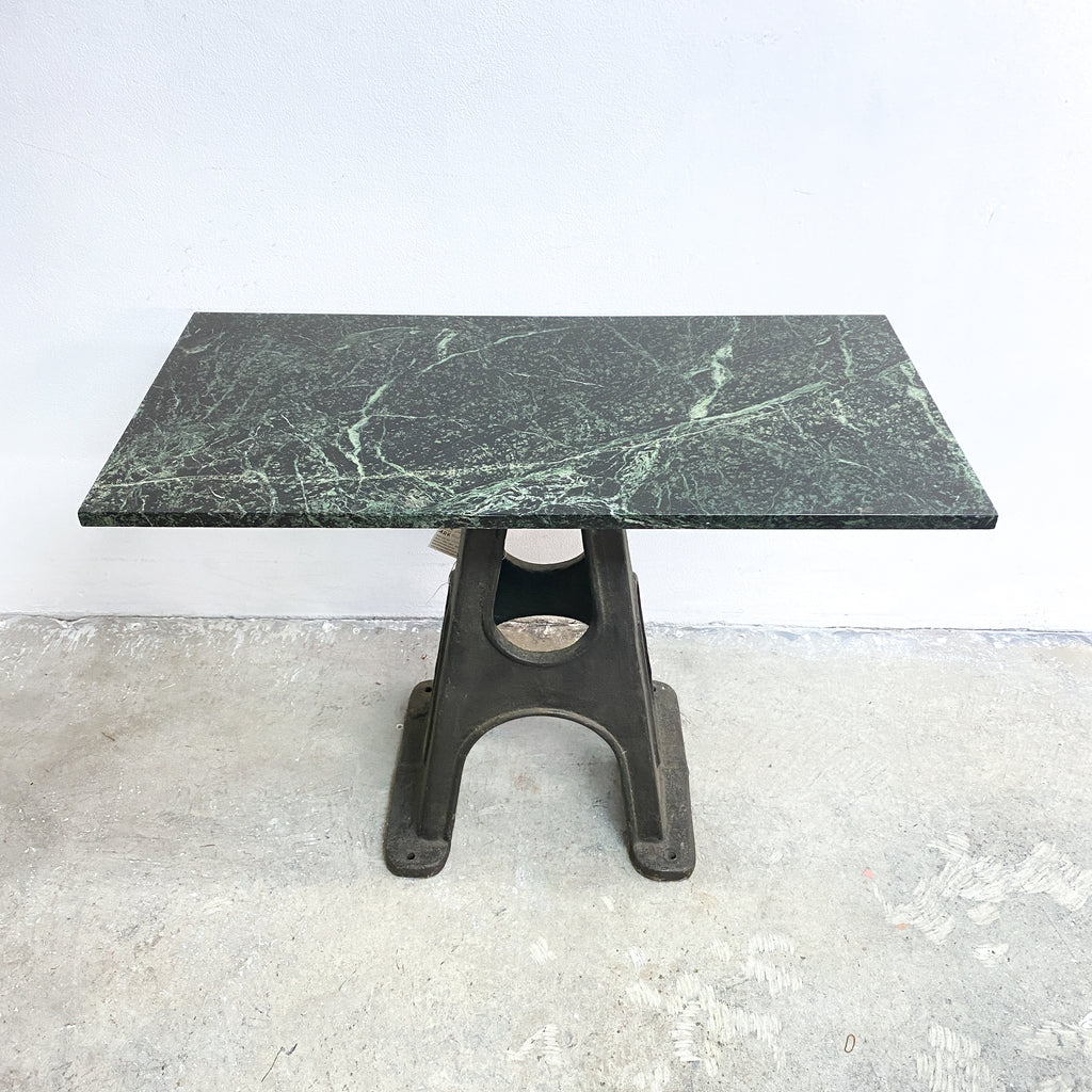 Vintage Italian Marble Console Table with Industrial Cast Iron Base