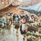 Vintage Italian Oil Painting Of Market Scene