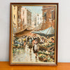 Vintage Italian Oil Painting Of Market Scene