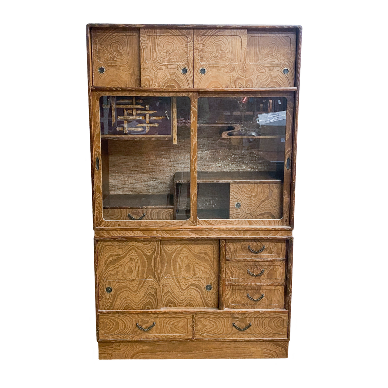 Vintage Japanese 1930s Mulberry Wood Tansu Cabinet