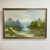 Vintage Landscape Painting With Water Birds Signed Grange