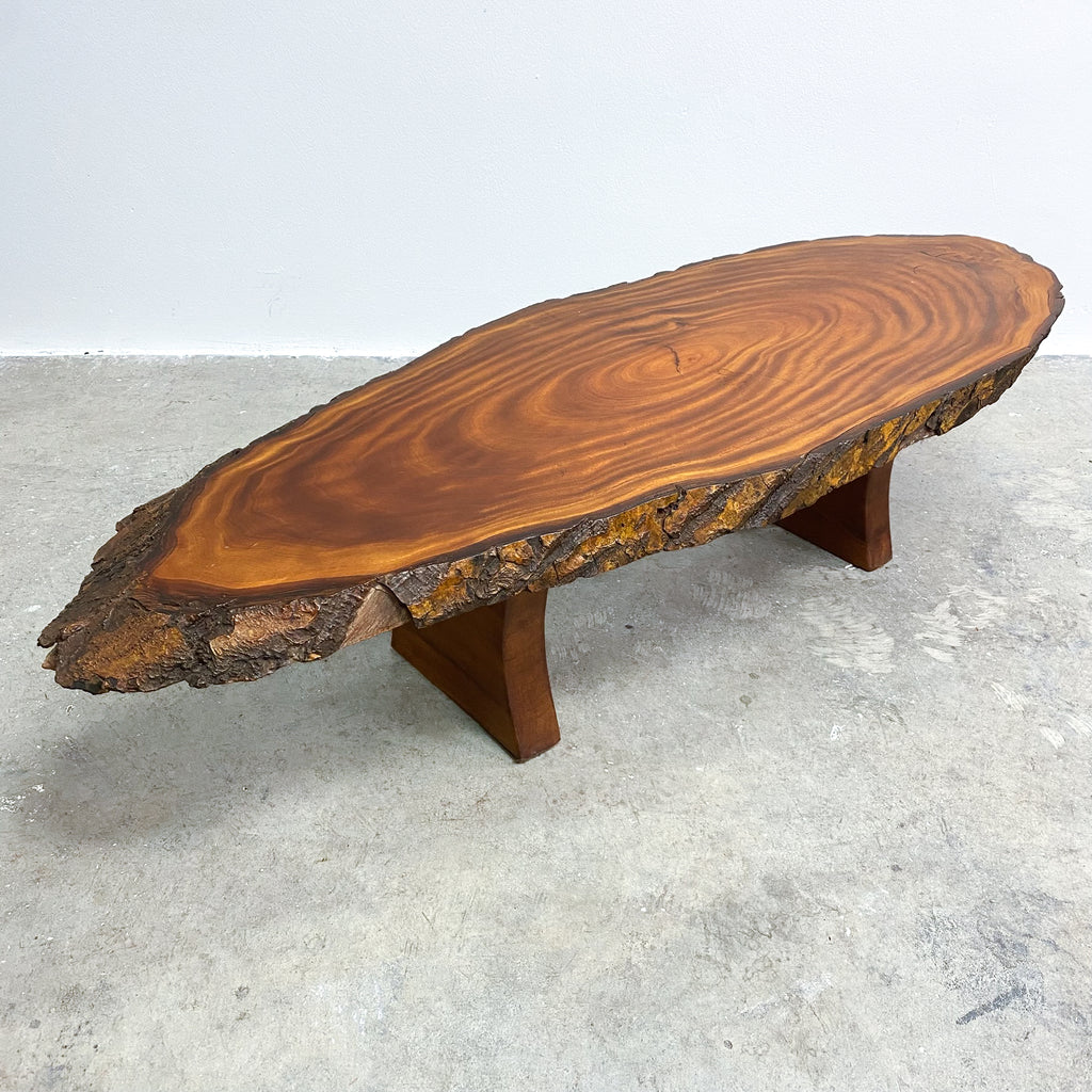 Vintage Live Edge Slab Cut Solid Wood Coffee Table