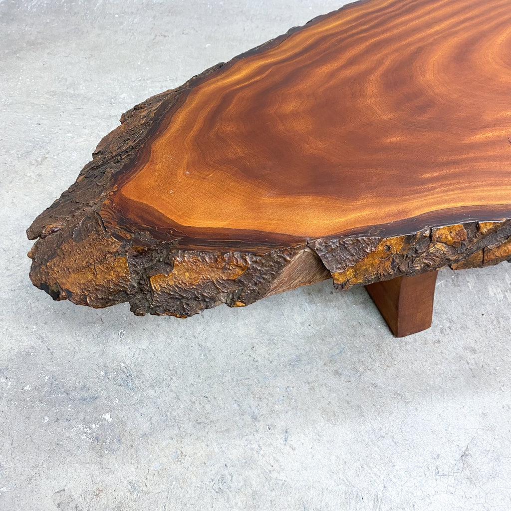 Vintage Live Edge Slab Cut Solid Wood Coffee Table