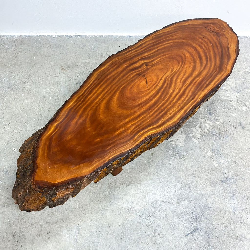 Vintage Live Edge Slab Cut Solid Wood Coffee Table