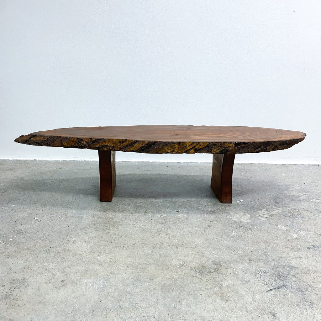 Vintage Live Edge Slab Cut Solid Wood Coffee Table