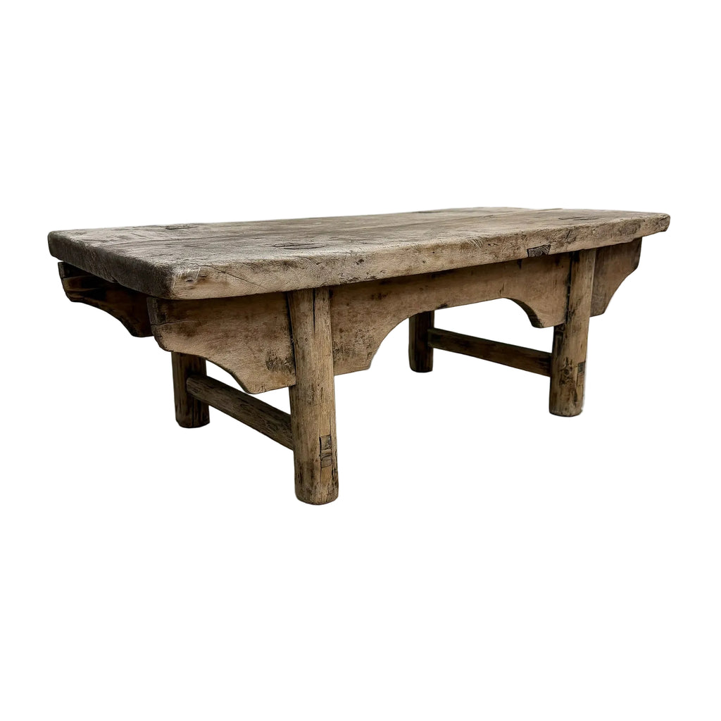 Vintage Low Oriental Side Table Well Weathered Rustic Finish