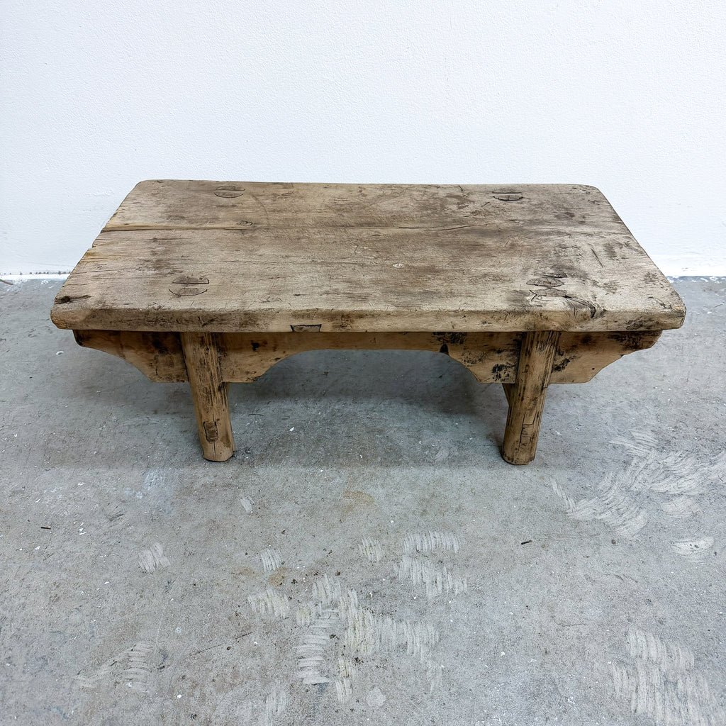 Vintage Low Oriental Side Table Well Weathered Rustic Finish