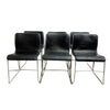 Vintage Mid Century 1970's Italian Chrome And Leather Dining Chairs Stackable
