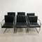 Set Of 6 Mies Van Der Rohe Brno Style Black Leather And Chrome Cantilever Chairs