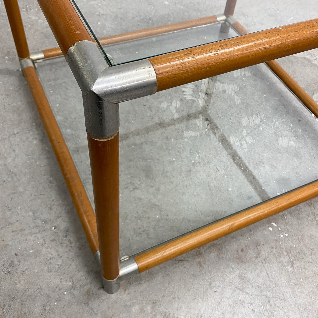 Vintage Modernist Glass Top Coffee Side Table