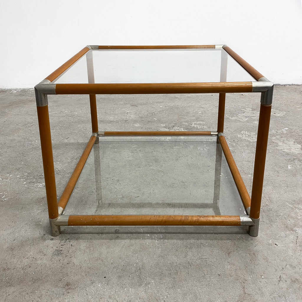 Vintage Modernist Glass Top Coffee Side Table