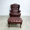 Vintage Moran Chesterfield Leather Wingback Armchair With Footstool