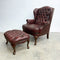 Vintage Moran Chesterfield Leather Wingback Armchair With Footstool