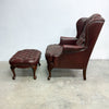 Vintage Moran Chesterfield Leather Wingback Armchair With Footstool
