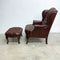 Vintage Moran Chesterfield Leather Wingback Armchair With Footstool