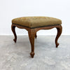 Vintage Needlepoint Upholstered Footstool With Carved Legs