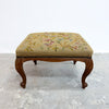 Vintage Needlepoint Upholstered Footstool With Carved Legs