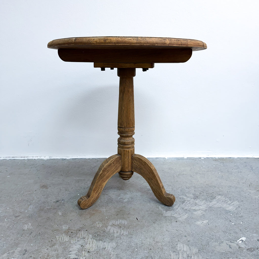 Vintage Oak Wine Or Side Table With Tri-foot Base